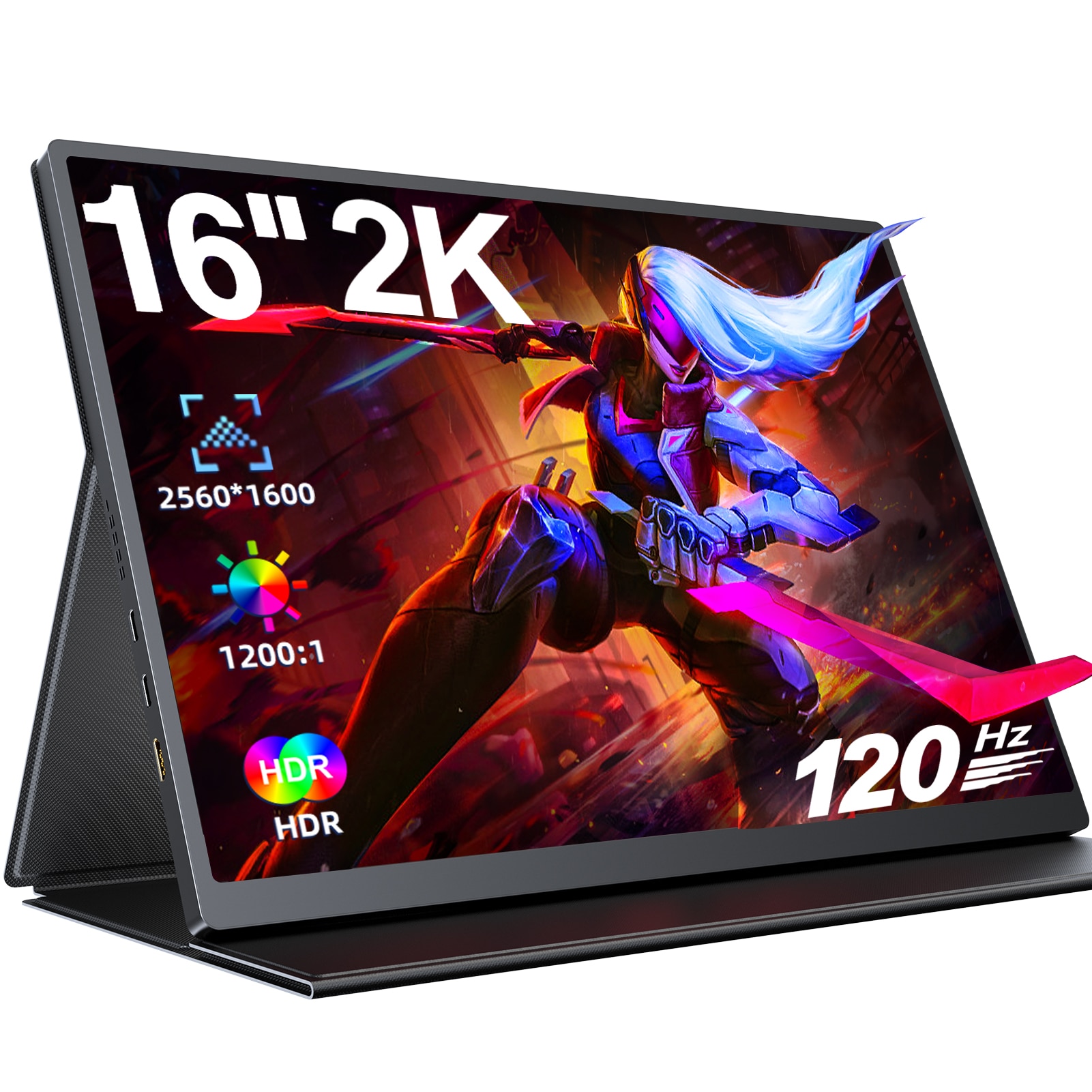 EVICIV ޴ ̹ , ġ Xbox PS5  100% sRGB ÷ VESA, 2K, 120Hz, 16 ġ, 2560x1600 QHD